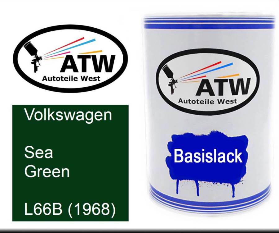 Volkswagen, Sea Green, L66B (1968): 500ml Lackdose, von ATW Autoteile West.